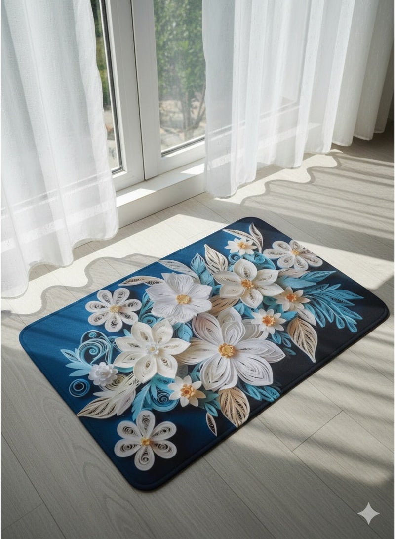 سجادة أرضية مزخرفة مانعة للانزلاق – ناعمة ماصة – للغرف الداخلية والأبواب – متعددة الاستخدام للغرفة، الصالون، المطبخ والحمام - Image 1